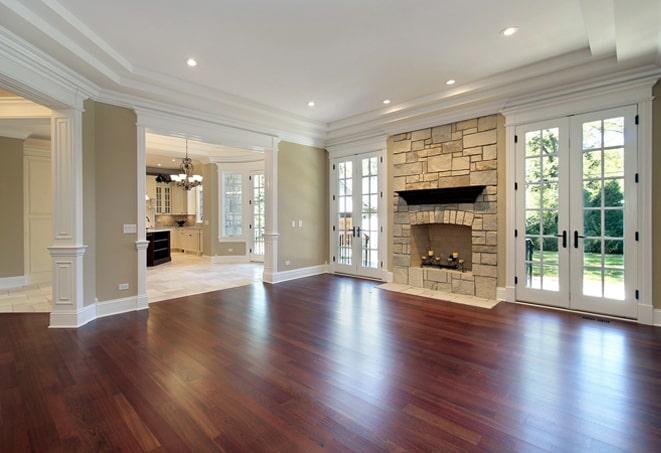 contemporary living room with sleek wood floor